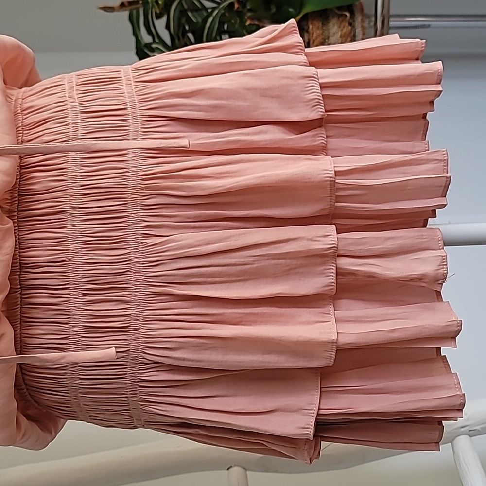 Mustard Seed Blush Pink Sleeveless Smocked Pleated Cocktail Mini Dress - Picture 4 of 10
